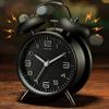 Peakeep 4 Inches Twin Bell Loud Alarm Clock for Heavy Sleepers, Backlight, Battery Operated Old Fashioned Alarm Clock for Bedrooms (3D-Dial, Black) view 2