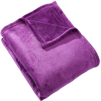 HYSEAS Flannel Fleece Throw Blanket Purple - Super Soft Plush Microfiber Solid Blanket for Couch, Bed, Chair, Sofa - Fuzzy Cozy Lightweight - 50x60 Inch