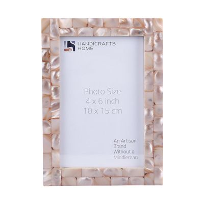 Handicrafts Home 4x6 Picture Frame Mother of Pearl Collection, Handcrafted Photo Frame, Small Picture Frame for Living Room, Wall Decor, Office Desk Decor, Vintage Picture Frames, Gift for her, Thanksgiving gift for friends & Family
