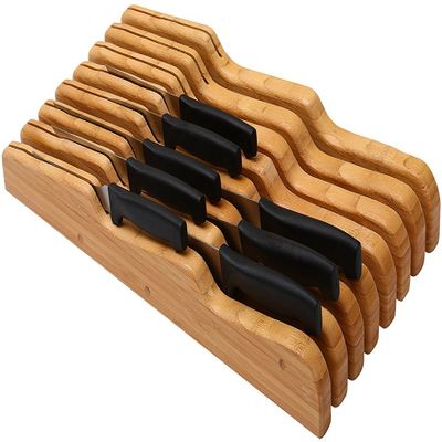 YBM Home in Drawer Bamboo Kitchen Knife Storage Block, Knife Organizer and Holder 317