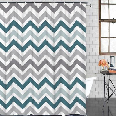 Chevron Pattern Design Fabric Shower Curtain 72" x 84" Extra Long Size- Assorted Colors(Aqua,Grey)