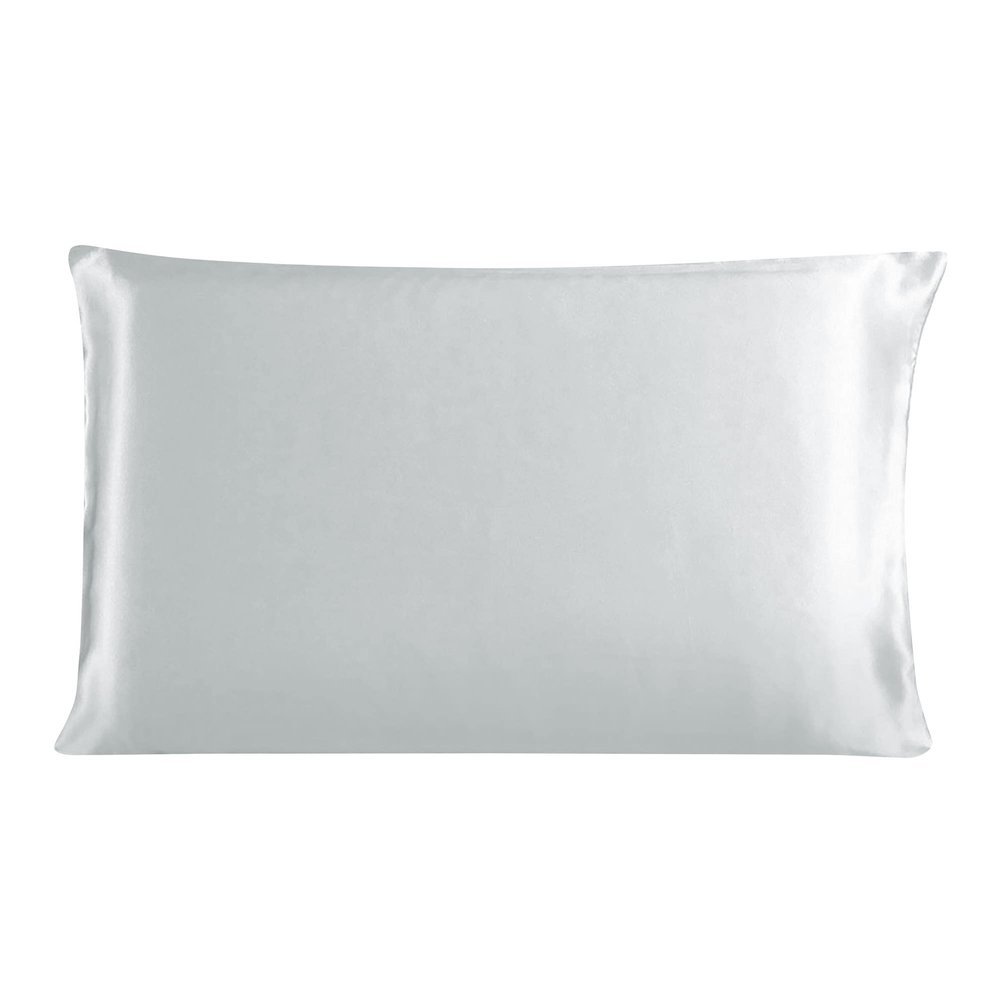 uxcell 1 Pack 100% Charmeuse Pure Silk Pillowcase for Hair and Skin, 350TC 19 Momme Soft Breathable Pillow Case with Hidden Zipper, Silver Gray Standard(20x26inch)